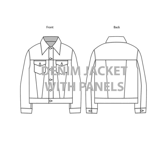 Denim Jacket With Panels - Technical Drawing/ CAD - Etsy