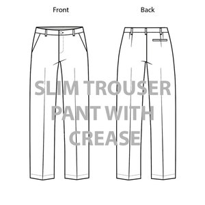 Slim Trouser Pant with Crease - Technical Drawing/ CAD