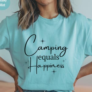 Camping Equals  Happiness word tshirt,  Camp Lover shirt, Gift for Camper, Camp tees, Fun camping Shirt,  Nature lover shirt, outdoor shirt