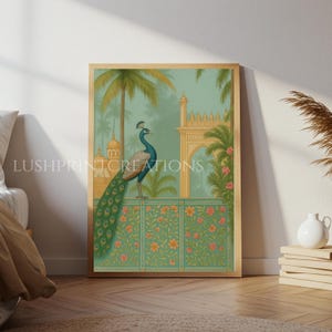 Impresión artística de pavo real mogol: decoración de pared tradicional india (PDF)
