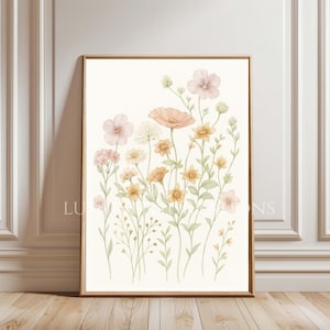 Neutral Wildflower Print: Boho Watercolor Floral Art (Digital Download)