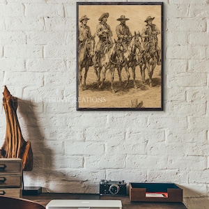 Vintage Cowboy Gang Skizze: Alte Western Wand Kunst (Digitaler Download)