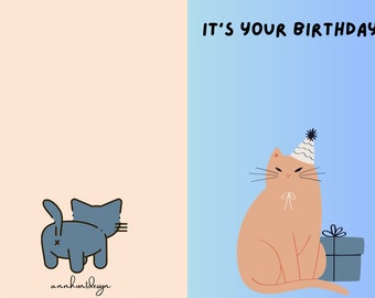 Cat Birthday Card (Digital Download)
