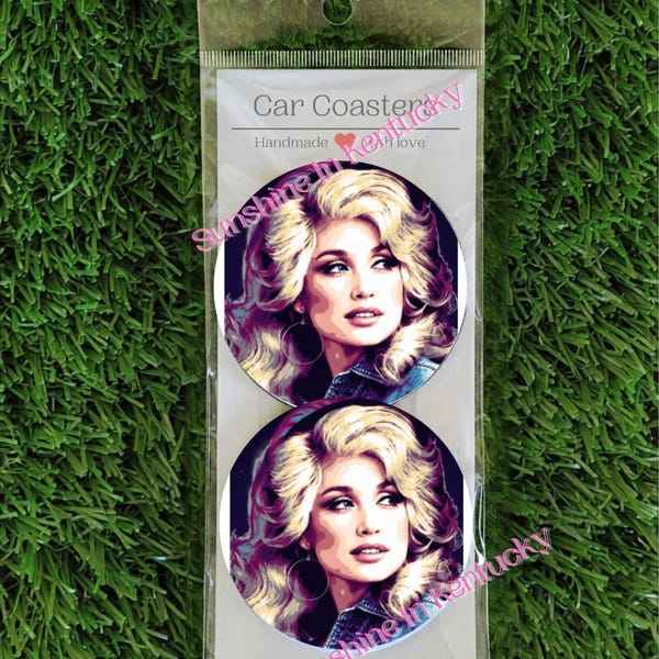 Dolly Parton Car Coasters, Country Music Gift - 2 Piece Set