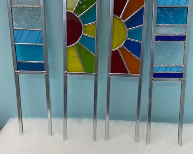 Stained Glass Plant Stakes, Planter Stakes Stained Glass, Stained Glass