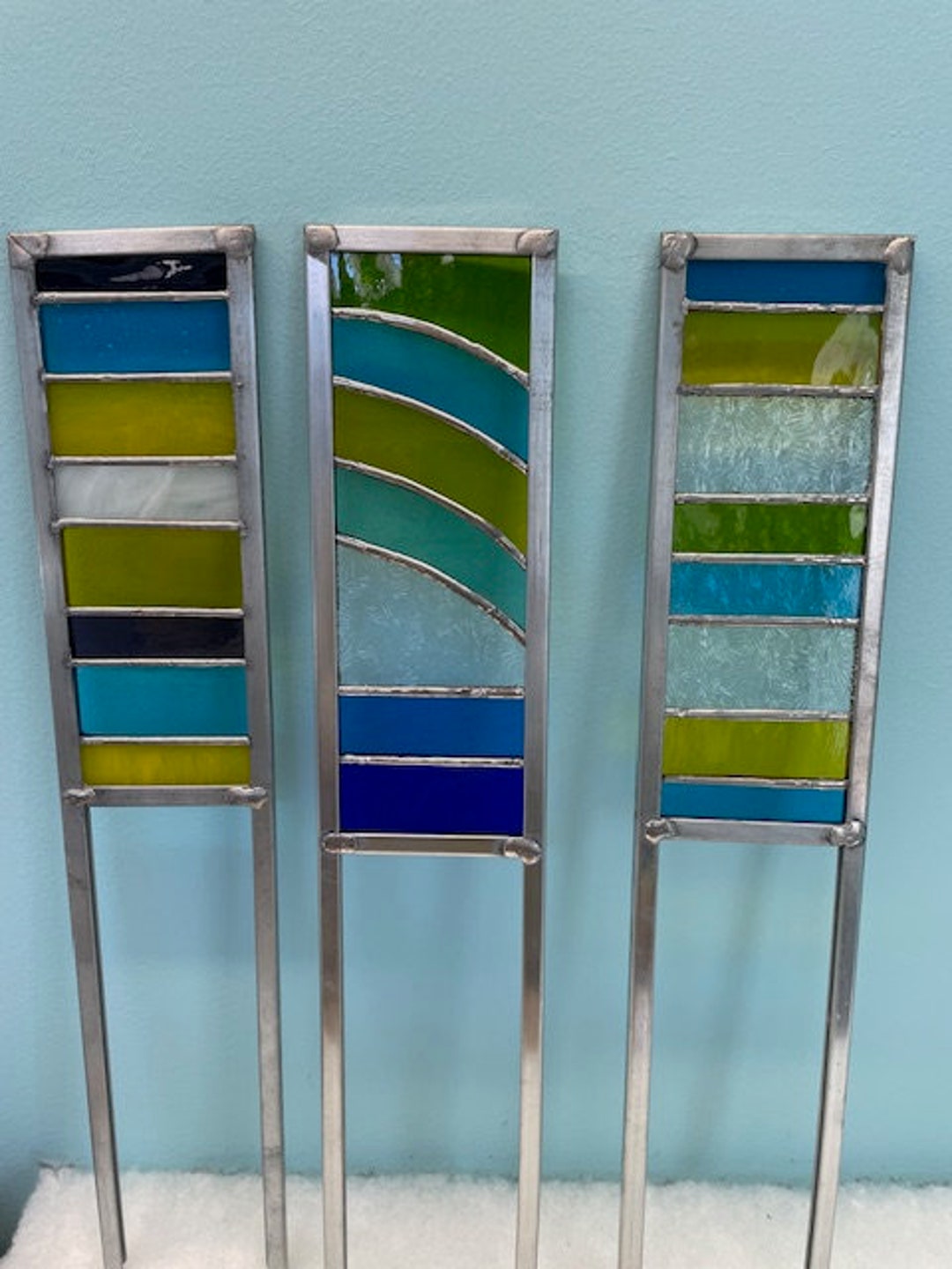Stained Glass Plant Stakes, Planter Stakes Stained Glass, Stained Glass