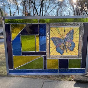 Stained Glass Sun Catcher Panel,  Stained Glass Butterfly, Butterfly sun catcher, Butterfly Art