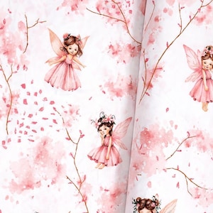 Rosa Fee Baumwollstoff / Baumwolle Stoff Meterware, Yard / Breite 160 cm, 63" / Baby Bettwäsche / Baumwollstoff