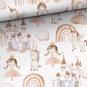 Princess Cotton Fabric / Premium Cotton Material by the Meter, Yard / Width 158cm, 62&quot; / Baby Bedding / Nursery Beige Cotton