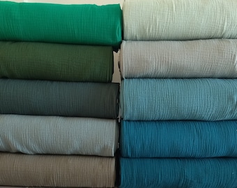 Green Double Gauze Fabric: 100% Muslin Cotton - 51" Wide
