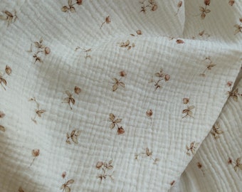 Gebloemde katoenen mousseline katoenstof, vintage rozenprint, babykatoen, quilt