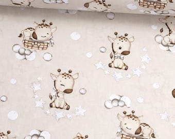 Katoenen stof giraf / katoenmateriaal voor kinderen per halve meter, werf / 160 cm, 63 inch breed / babybeddengoed / katoen voor babykamer