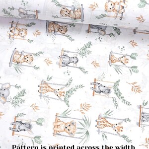 100% katoenen stof safaridieren: babybeddengoed, print met wilde dieren, quilt afbeelding 3