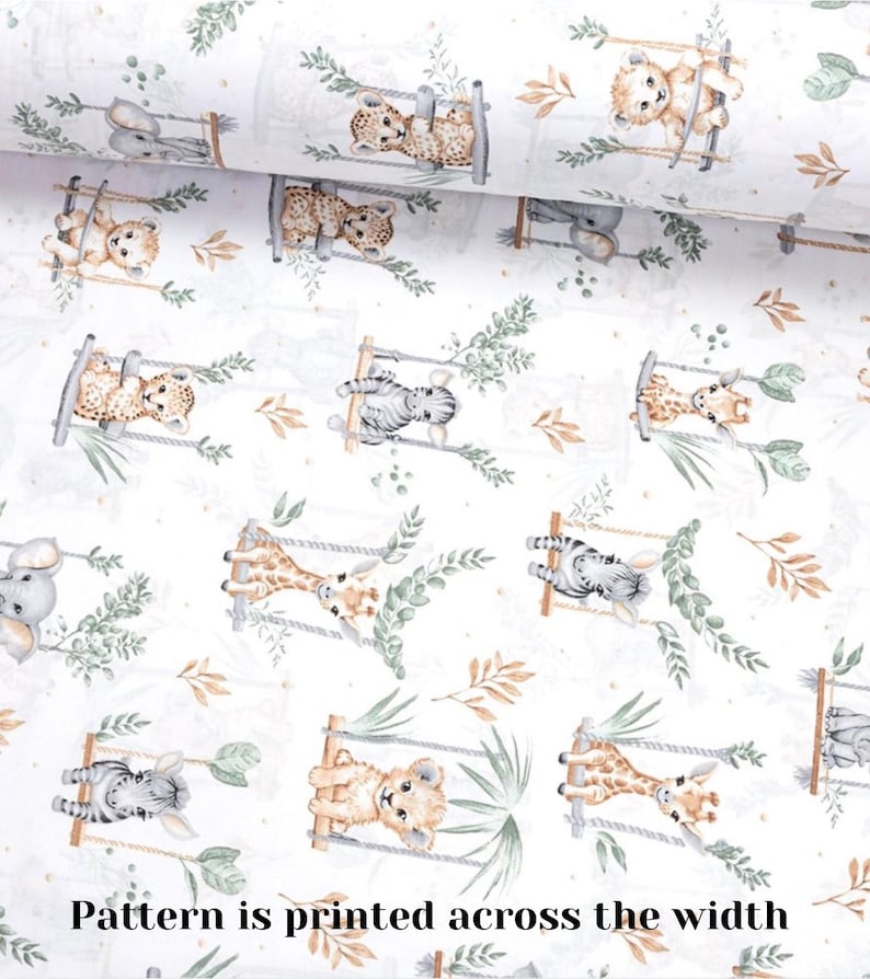 100% katoenen stof safaridieren: babybeddengoed, print met wilde dieren, quilt afbeelding 3