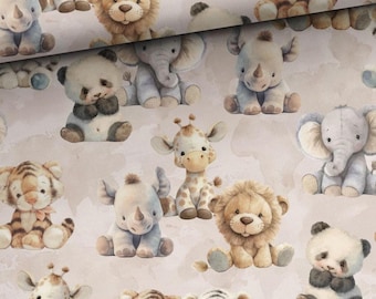 Safari Animals Cotton Fabric: Baby Bedding, Nursery Decor, 158cm/62" Wide