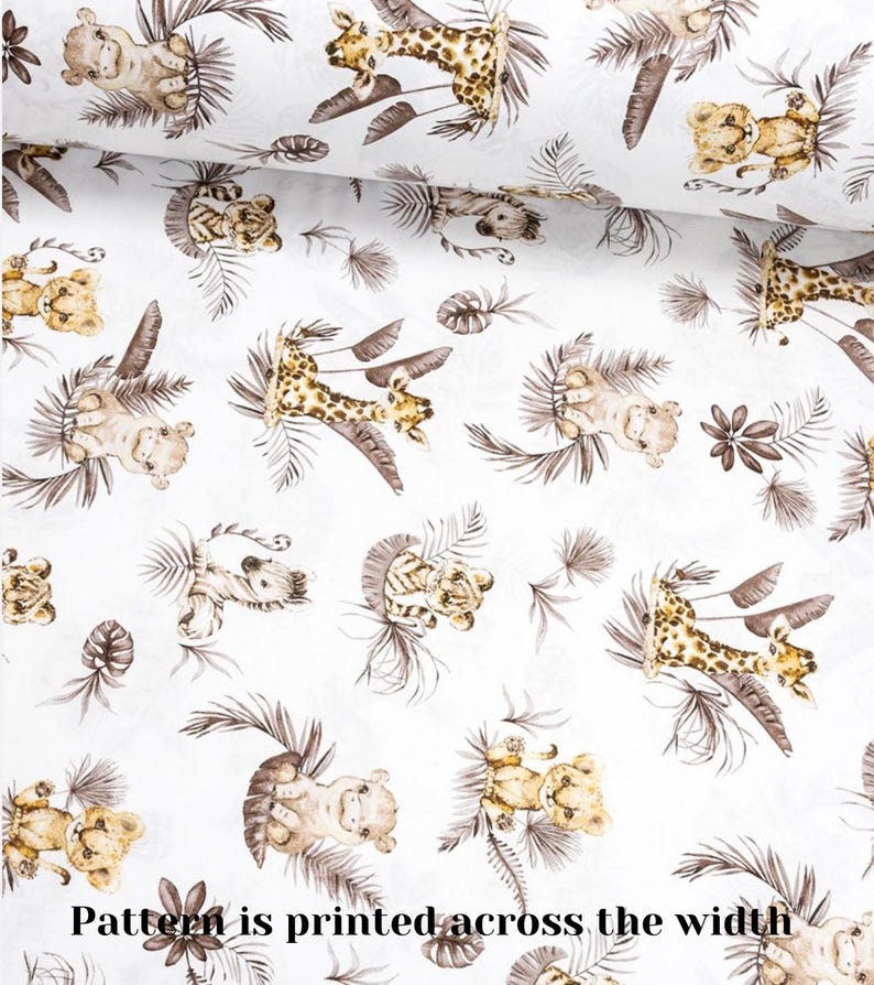 100% katoenen stof safaridieren: babybeddengoed, print met wilde dieren, quilt afbeelding 11