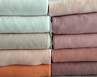Tessuto a doppia garza: 100% cotone mussola, bianco, crema - larghezza 51"