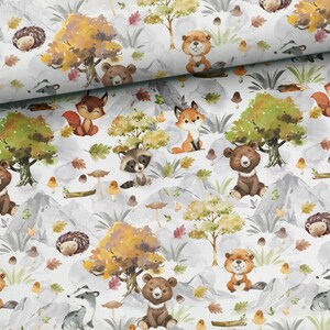 Forest Cotton Fabric / Premium Cotton Material by the Meter, Yard / Width 158cm, 62&quot; / Baby Bedding / Nursery Cotton