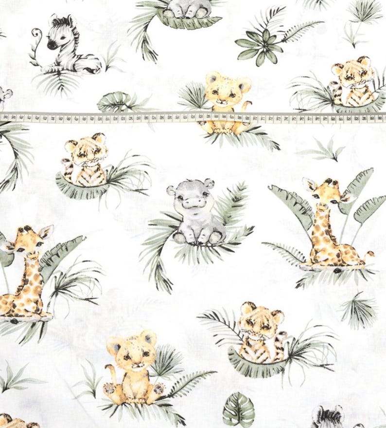 100% katoenen stof safaridieren: babybeddengoed, print met wilde dieren, quilt afbeelding 7