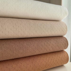 Pointelle Cotton Fabric, Fine Knitted Jersey Material - Neutral Shades: by the Meter/Yard