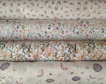 Floral Muslin Fabric: Lightweight Crinkle Cotton Double Gauze - By the Yard /Meter