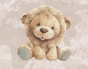 French Terry Panel, Safari Animal Print: Soft Cotton Kids Fabric, Lion