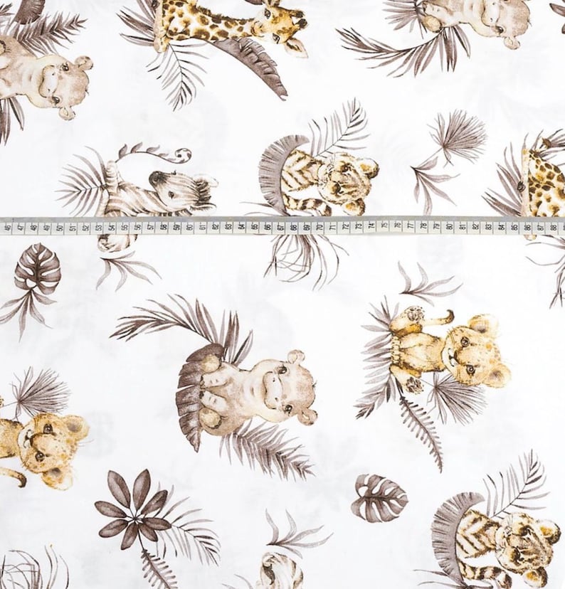 100% katoenen stof safaridieren: babybeddengoed, print met wilde dieren, quilt afbeelding 10
