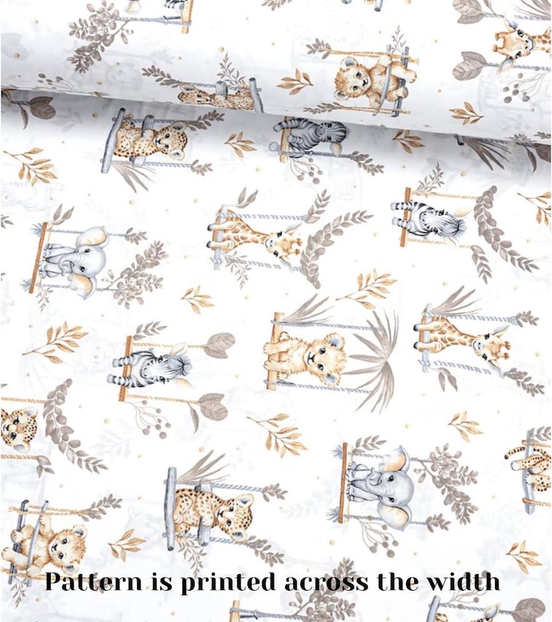 100% katoenen stof safaridieren: babybeddengoed, print met wilde dieren, quilt afbeelding 5