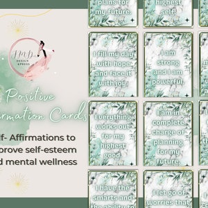 Digitale affirmatiekaarten - Mindfulnesskaarten - Motiverende kaarten - Zelfliefde - Manifestatie - Kaarten met positieve mindset