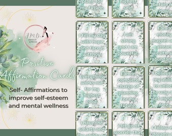 96 Printable Affirmation Cards: Self-Love, Positive Mindset (Digital Download)