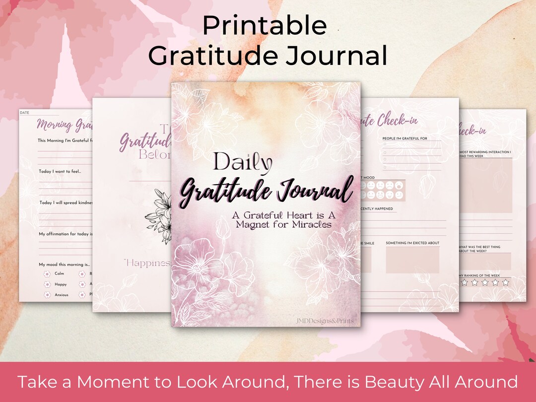 Printable Daily Gratitude Journal - Reflection, Mindfulness (digital ...