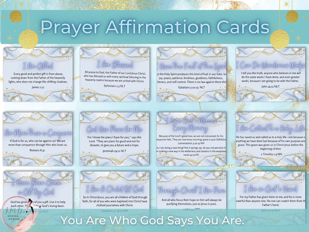 Prayer Affirmation Cards Bible Verse Scripture (digital Download) Etsy