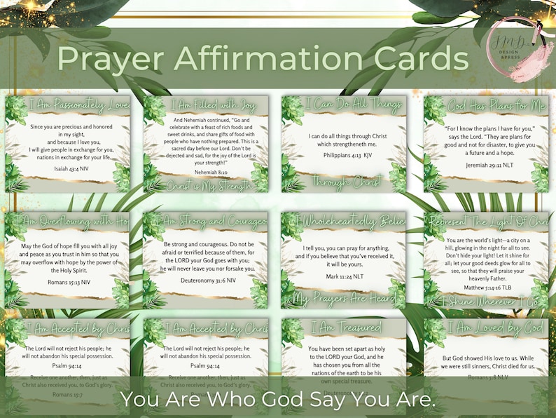 Prayer Affirmation Cards Bible Verse Cards Bible Scripture Cards Who God Says I Am