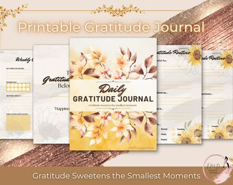 Journal de gratitude quotidien imprimable - Réflexion sur les soins personnels (téléchargement numérique)