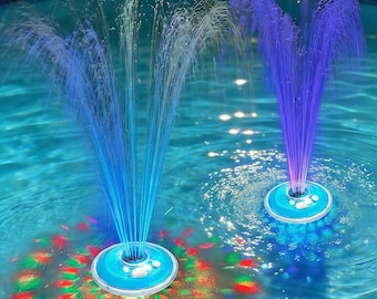 Floating Pool Fountain with LED Lights, Rechargeable Waterfall Sprinkler
