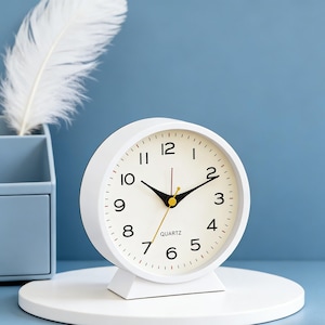 Reloj despertador analógico retro, silencioso, de metal, con luz nocturna (funciona con pilas)