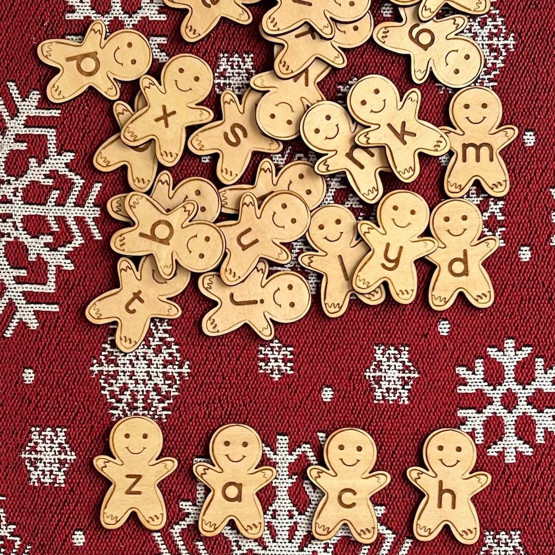Gingerbread Man Alphabet Wooden Abc Lower Case Gingerbread Themed ...
