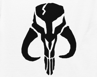 Star Wars Mandalorian Themed Black Mythosaur Skull Herren T-Shirt