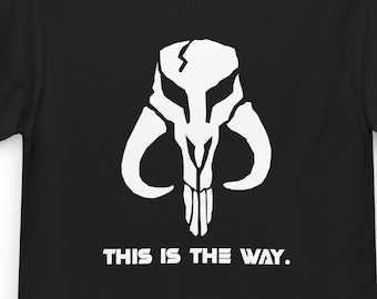 Camiseta clásica para hombre con temática de Star Wars Mandalorian This is the Way con calavera mitosaurio blanca