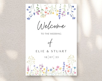 Wildflower Wedding Welcome Sign