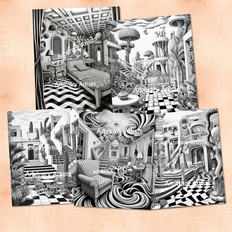 Weirdcore Interiors 25 Adult Coloring Pages - Etsy