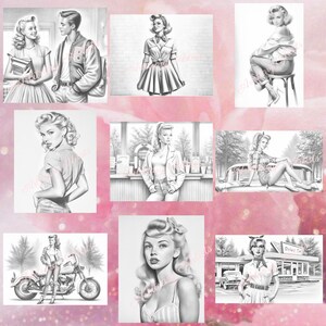 The Good Old Days 35 grayscale, retro, nostalgic coloring pages image 3