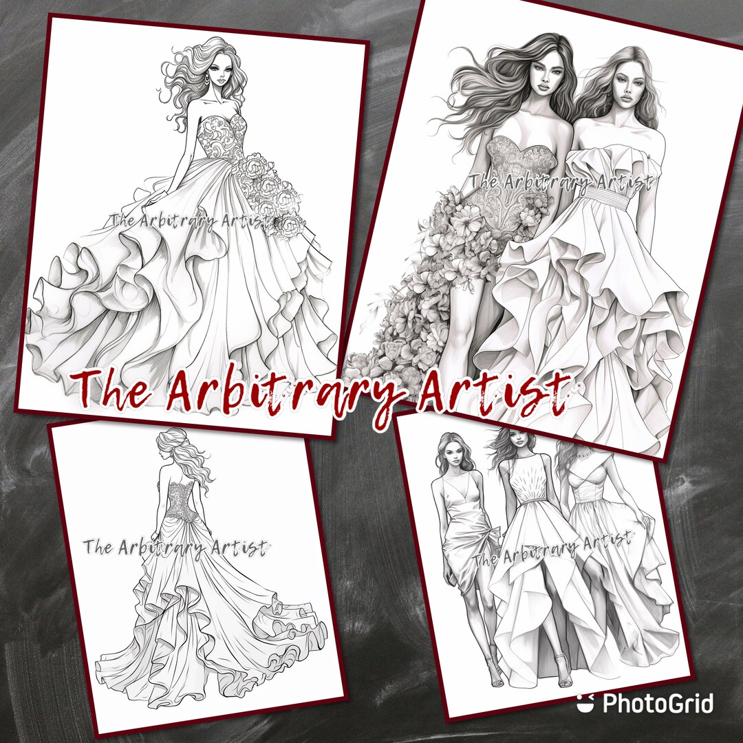 Elegant Dresses Adult Coloring Pages - Etsy