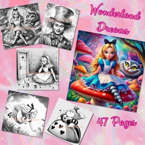Wonderland Dreams 47 grayscale coloring pages