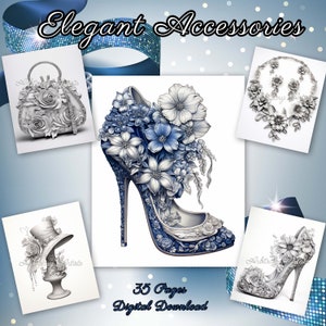 Elegant Accessories 35 adult grayscale coloring pages