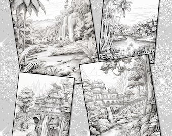 Breathtaking Landscape 25 Grayscale Coloring Pages