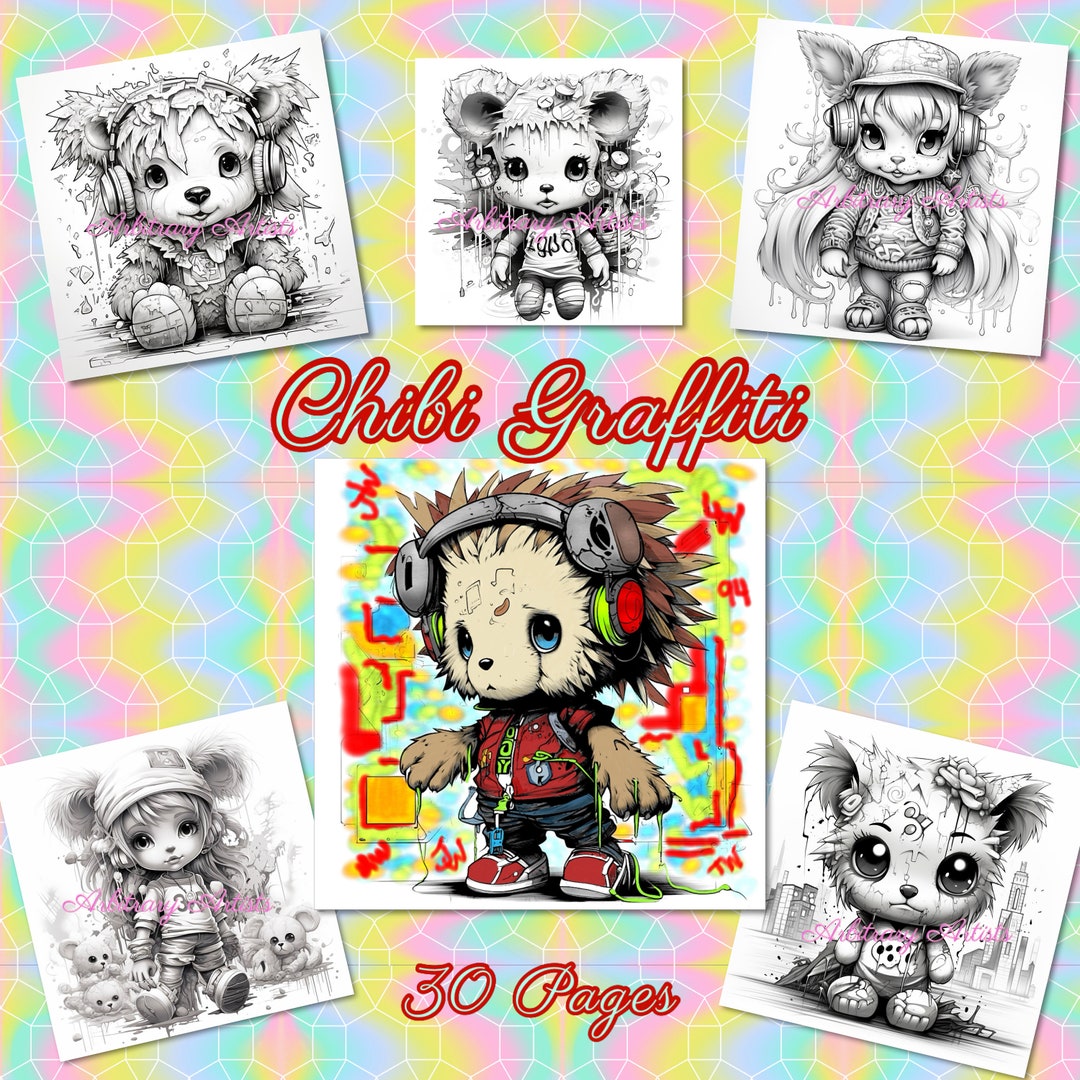 Chibi Graffiti 30 Coloring Pages - Etsy