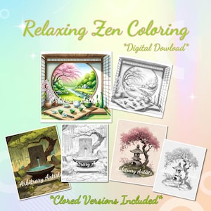 Relaxing Zen Coloring - 35 Color, Light and Dark coloring pages