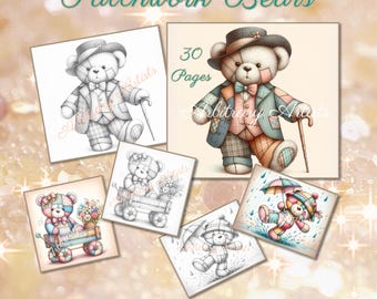 Patchwork Teddy Bär Ausmalbilder – 30 Designs (PDF Download)