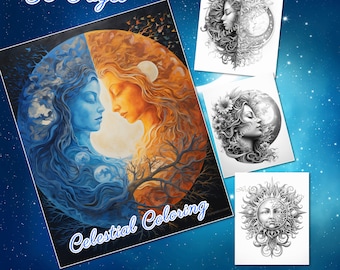 Celestial Coloring 30 grayscale coloring pages
